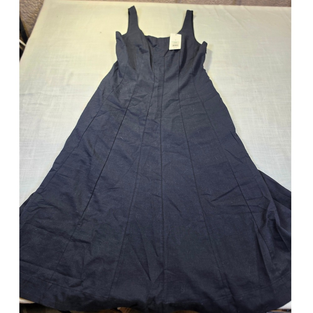 A New Day Black Sleeveless Seamed Midi Dress Cotton Rayon Blend Size 8 NWT